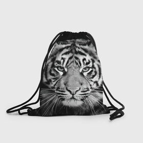 Рюкзак-мешок 3D с принтом Тигр в Кировске, 100% полиэстер | плотность ткани — 200 г/м2, размер — 35 х 45 см; лямки — толстые шнурки, застежка на шнуровке, без карманов и подкладки | animal | black   white | look | predator | tiger | wild | взгляд | дикий | животное | тигр | хищник | черно   белый