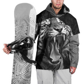 Накидка на куртку 3D с принтом Тигр в Кировске, 100% полиэстер |  | animal | black   white | fangs | jaws | jungle | predator | teeth | tiger | wild | джунгли | дикий | животное | клыки | оскал | пасть | тигр | хищник | черно   белый