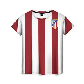 Женская футболка 3D с принтом Атлетико Мадрид в Кировске, 100% полиэфир ( синтетическое хлопкоподобное полотно) | прямой крой, круглый вырез горловины, длина до линии бедер | атлетико мадрид