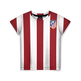 Детская футболка 3D с принтом Атлетико Мадрид в Кировске, 100% гипоаллергенный полиэфир | прямой крой, круглый вырез горловины, длина до линии бедер, чуть спущенное плечо, ткань немного тянется | атлетико мадрид
