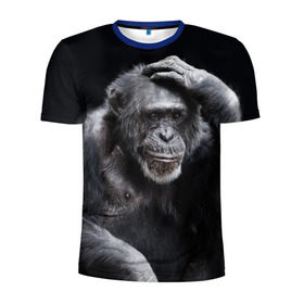 Мужская футболка 3D спортивная с принтом ЕГЭ в Кировске, 100% полиэстер с улучшенными характеристиками | приталенный силуэт, круглая горловина, широкие плечи, сужается к линии бедра | егэ | обезьяна | шимпанзе | школа | экзамен | экзамены