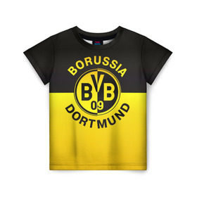 Детская футболка 3D с принтом Borussia Dortmund FC в Кировске, 100% гипоаллергенный полиэфир | прямой крой, круглый вырез горловины, длина до линии бедер, чуть спущенное плечо, ткань немного тянется | Тематика изображения на принте: боруссия | германия | дортмунд | клуб | фк | футбол | футбольный