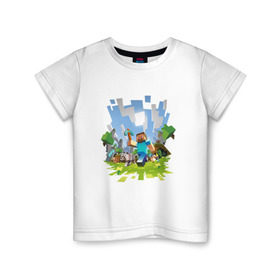 Детская футболка хлопок с принтом MINECRAFT в Кировске, 100% хлопок | круглый вырез горловины, полуприлегающий силуэт, длина до линии бедер | minecraft | майнкрафт