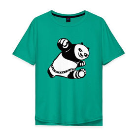 Мужская футболка хлопок Oversize с принтом Панда в Кировске, 100% хлопок | свободный крой, круглый ворот, “спинка” длиннее передней части | кунг фу | мульт | панда