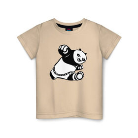 Детская футболка хлопок с принтом Панда в Кировске, 100% хлопок | круглый вырез горловины, полуприлегающий силуэт, длина до линии бедер | кунг фу | мульт | панда