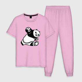 Мужская пижама хлопок с принтом Панда в Кировске, 100% хлопок | брюки и футболка прямого кроя, без карманов, на брюках мягкая резинка на поясе и по низу штанин
 | кунг фу | мульт | панда