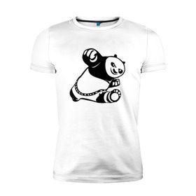 Мужская футболка премиум с принтом Панда в Кировске, 92% хлопок, 8% лайкра | приталенный силуэт, круглый вырез ворота, длина до линии бедра, короткий рукав | кунг фу | мульт | панда