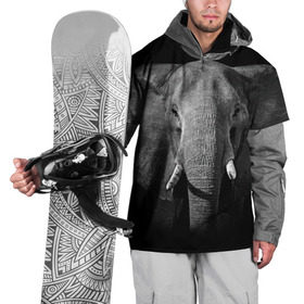 Накидка на куртку 3D с принтом Слон в Кировске, 100% полиэстер |  | animal | big | black   white | elephant | wild | большой | дикий | животное | слон | черно   белый