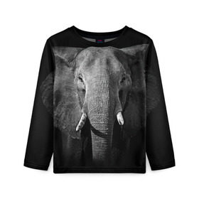 Детский лонгслив 3D с принтом Слон в Кировске, 100% полиэстер | длинные рукава, круглый вырез горловины, полуприлегающий силуэт
 | animal | big | black   white | elephant | wild | большой | дикий | животное | слон | черно   белый