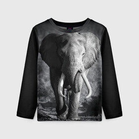 Детский лонгслив 3D с принтом Слон в Кировске, 100% полиэстер | длинные рукава, круглый вырез горловины, полуприлегающий силуэт
 | africa | animal | big | black   white | elephant | go | road | savannah | wild | африка | большой | дикий | дорога | животное | идет | саванна | слон | черно   белый