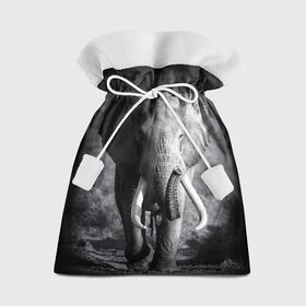 Подарочный 3D мешок с принтом Слон в Кировске, 100% полиэстер | Размер: 29*39 см | africa | animal | big | black   white | elephant | go | road | savannah | wild | африка | большой | дикий | дорога | животное | идет | саванна | слон | черно   белый