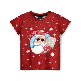 Детская футболка 3D с принтом HoHoHo в Кировске, 100% гипоаллергенный полиэфир | прямой крой, круглый вырез горловины, длина до линии бедер, чуть спущенное плечо, ткань немного тянется | 2017 год | deer | ho | merry christmas | new year | santa | дед мороз | зима | клаус | новый год | ночь | праздник | рождество | санта | снег