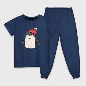 Детская пижама хлопок с принтом Пингвин в шапке в Кировске, 100% хлопок |  брюки и футболка прямого кроя, без карманов, на брюках мягкая резинка на поясе и по низу штанин
 | милота