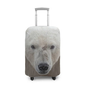 Чехол для чемодана 3D с принтом Белый медведь в Кировске, 86% полиэфир, 14% спандекс | двустороннее нанесение принта, прорези для ручек и колес | animal | bear | eyes | head | north | polar | predator | white | wild | белый | взгляд | голова | дикий | животное | медведь | полярный | север | хищник