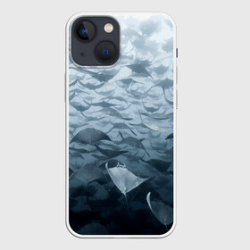 Чехол для iPhone 13 mini с принтом Электрические скаты в Кировске,  |  | depth | fish | lot | ocean | power | rays | school | sea | water | вода | глубина | косяк | много | море | океан | рыбы | скаты | электрические