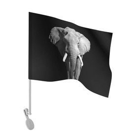 Флаг для автомобиля с принтом Слон в Кировске, 100% полиэстер | Размер: 30*21 см | africa | big | black   white | elephant is an animal | shroud | tusks | африка | бивни | большой | животное | идет | савана | слон | черно   белый