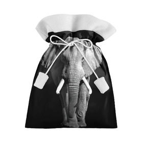 Подарочный 3D мешок с принтом Слон в Кировске, 100% полиэстер | Размер: 29*39 см | africa | big | black   white | elephant is an animal | shroud | tusks | африка | бивни | большой | животное | идет | савана | слон | черно   белый