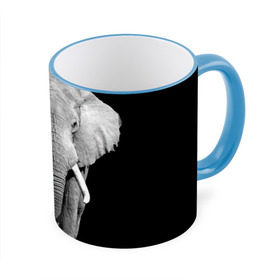 Кружка 3D с принтом Слон в Кировске, керамика | ёмкость 330 мл | africa | big | black   white | elephant is an animal | shroud | tusks | африка | бивни | большой | животное | идет | савана | слон | черно   белый