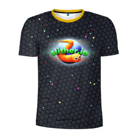 Мужская футболка 3D спортивная с принтом Слизарио в Кировске, 100% полиэстер с улучшенными характеристиками | приталенный силуэт, круглая горловина, широкие плечи, сужается к линии бедра | io | slither | игра | скользкий | слизняк | червяк
