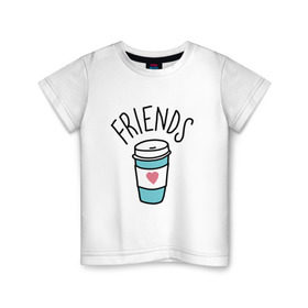 Детская футболка хлопок с принтом best friends в Кировске, 100% хлопок | круглый вырез горловины, полуприлегающий силуэт, длина до линии бедер | Тематика изображения на принте: coffee | friends | hamburger | еда | кофе | парные