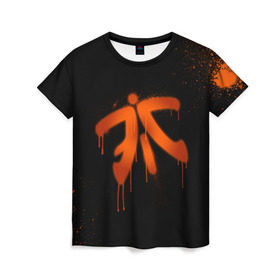 Женская футболка 3D с принтом cs:go - Fnatic (Black collection) в Кировске, 100% полиэфир ( синтетическое хлопкоподобное полотно) | прямой крой, круглый вырез горловины, длина до линии бедер | Тематика изображения на принте: 0x000000123 | cs | csgo | fnatic | кс | ксго | фнатик