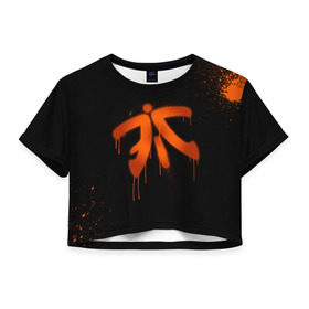 Женская футболка 3D укороченная с принтом cs:go - Fnatic (Black collection) в Кировске, 100% полиэстер | круглая горловина, длина футболки до линии талии, рукава с отворотами | 0x000000123 | cs | csgo | fnatic | кс | ксго | фнатик