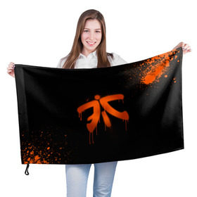 Флаг 3D с принтом cs:go - Fnatic (Black collection) в Кировске, 100% полиэстер | плотность ткани — 95 г/м2, размер — 67 х 109 см. Принт наносится с одной стороны | Тематика изображения на принте: 0x000000123 | cs | csgo | fnatic | кс | ксго | фнатик