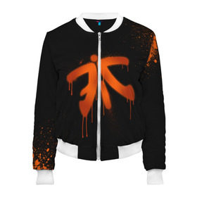 Женский бомбер 3D с принтом cs:go - Fnatic (Black collection) в Кировске, 100% полиэстер | застегивается на молнию, по бокам два кармана без застежек, мягкие манжеты, по низу бомбера и на воротнике — эластичная резинка | 0x000000123 | cs | csgo | fnatic | кс | ксго | фнатик