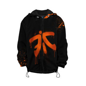 Детская куртка 3D с принтом cs:go - Fnatic (Black collection) в Кировске, 100% полиэстер | застежка — молния, подол и капюшон оформлены резинкой с фиксаторами, по бокам — два кармана без застежек, один потайной карман на груди, плотность верхнего слоя — 90 г/м2; плотность флисового подклада — 260 г/м2 | 0x000000123 | cs | csgo | fnatic | кс | ксго | фнатик