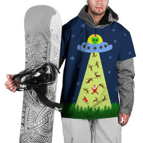 Накидка на куртку 3D с принтом Похищение Санта Клауса в Кировске, 100% полиэстер |  | вязанный | дед мороз | нлоб инопланетяне | новый год | рождество | свитер