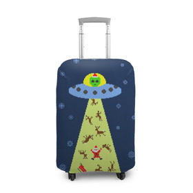 Чехол для чемодана 3D с принтом Похищение Санта Клауса в Кировске, 86% полиэфир, 14% спандекс | двустороннее нанесение принта, прорези для ручек и колес | вязанный | дед мороз | нлоб инопланетяне | новый год | рождество | свитер