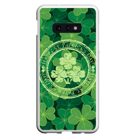 Чехол для Samsung S10E с принтом Ireland Happy St Patricks Day в Кировске, Силикон | Область печати: задняя сторона чехла, без боковых панелей | background | clover | four | green | happy st. patricks day | holiday | ireland | leaf | petal | plant | print | зеленый | ирландия | клевер | лепесток | лист | печать | праздник | растение | счастливого святого патрика | фон | четыре