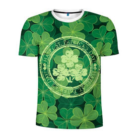 Мужская футболка 3D спортивная с принтом Ireland, Happy St. Patrick`s Day в Кировске, 100% полиэстер с улучшенными характеристиками | приталенный силуэт, круглая горловина, широкие плечи, сужается к линии бедра | background | clover | four | green | happy st. patricks day | holiday | ireland | leaf | petal | plant | print | зеленый | ирландия | клевер | лепесток | лист | печать | праздник | растение | счастливого святого патрика | фон | четыре