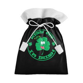 Подарочный 3D мешок с принтом Ireland, Kiss me, I`m Irish в Кировске, 100% полиэстер | Размер: 29*39 см | animation | background | black | clover | four | green | hat | im irish | ireland | kiss me | leaf | petal | printing | smile | анимация | зелёный | ирландец | ирландия | клевер | лепесток | листок | меня | печать | поцелуй | улыбка | фон | черный | четыр
