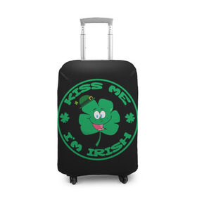 Чехол для чемодана 3D с принтом Ireland, Kiss me, I`m Irish в Кировске, 86% полиэфир, 14% спандекс | двустороннее нанесение принта, прорези для ручек и колес | animation | background | black | clover | four | green | hat | im irish | ireland | kiss me | leaf | petal | printing | smile | анимация | зелёный | ирландец | ирландия | клевер | лепесток | листок | меня | печать | поцелуй | улыбка | фон | черный | четыр