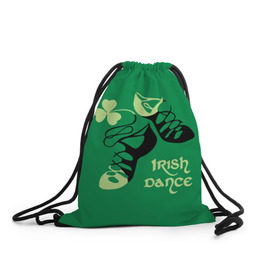 Рюкзак-мешок 3D с принтом Ireland, Irish dance в Кировске, 100% полиэстер | плотность ткани — 200 г/м2, размер — 35 х 45 см; лямки — толстые шнурки, застежка на шнуровке, без карманов и подкладки | Тематика изображения на принте: background | black | clover | dance | green | ireland | irish | petal | soft shoes | зеленый | ирландия | ирландский | клевер | лепесток | мягкая | обувь | танец | фон | черная