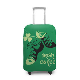 Чехол для чемодана 3D с принтом Ireland, Irish dance в Кировске, 86% полиэфир, 14% спандекс | двустороннее нанесение принта, прорези для ручек и колес | background | black | clover | dance | green | ireland | irish | petal | soft shoes | зеленый | ирландия | ирландский | клевер | лепесток | мягкая | обувь | танец | фон | черная