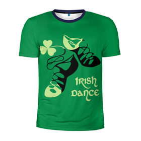 Мужская футболка 3D спортивная с принтом Ireland, Irish dance в Кировске, 100% полиэстер с улучшенными характеристиками | приталенный силуэт, круглая горловина, широкие плечи, сужается к линии бедра | background | black | clover | dance | green | ireland | irish | petal | soft shoes | зеленый | ирландия | ирландский | клевер | лепесток | мягкая | обувь | танец | фон | черная