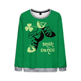 Мужской свитшот 3D с принтом Ireland, Irish dance в Кировске, 100% полиэстер с мягким внутренним слоем | круглый вырез горловины, мягкая резинка на манжетах и поясе, свободная посадка по фигуре | background | black | clover | dance | green | ireland | irish | petal | soft shoes | зеленый | ирландия | ирландский | клевер | лепесток | мягкая | обувь | танец | фон | черная
