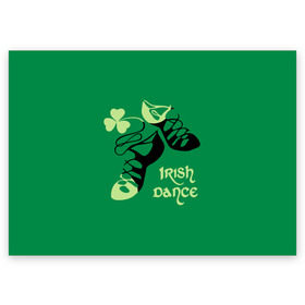Поздравительная открытка с принтом Ireland, Irish dance в Кировске, 100% бумага | плотность бумаги 280 г/м2, матовая, на обратной стороне линовка и место для марки
 | background | black | clover | dance | green | ireland | irish | petal | soft shoes | зеленый | ирландия | ирландский | клевер | лепесток | мягкая | обувь | танец | фон | черная