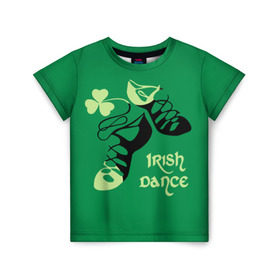 Детская футболка 3D с принтом Ireland, Irish dance в Кировске, 100% гипоаллергенный полиэфир | прямой крой, круглый вырез горловины, длина до линии бедер, чуть спущенное плечо, ткань немного тянется | Тематика изображения на принте: background | black | clover | dance | green | ireland | irish | petal | soft shoes | зеленый | ирландия | ирландский | клевер | лепесток | мягкая | обувь | танец | фон | черная