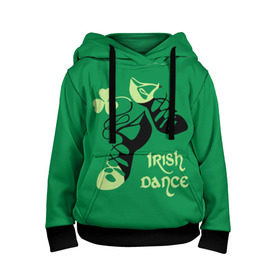 Детская толстовка 3D с принтом Ireland, Irish dance в Кировске, 100% полиэстер | двухслойный капюшон со шнурком для регулировки, мягкие манжеты на рукавах и по низу толстовки, спереди карман-кенгуру с мягким внутренним слоем | background | black | clover | dance | green | ireland | irish | petal | soft shoes | зеленый | ирландия | ирландский | клевер | лепесток | мягкая | обувь | танец | фон | черная