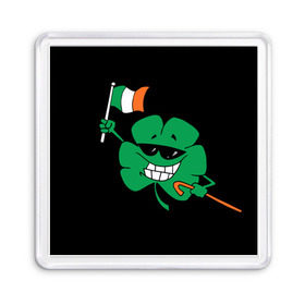 Магнит 55*55 с принтом Ирландия, клевер с флагом в Кировске, Пластик | Размер: 65*65 мм; Размер печати: 55*55 мм | animation | background | black | clover | flag | ireland | smile | stick | teeth | анимация | зубы | ирландия | клевер | очки | палка | улыбка | флаг | фон | черный
