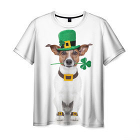 Мужская футболка 3D с принтом Ирландия в Кировске, 100% полиэфир | прямой крой, круглый вырез горловины, длина до линии бедер | Тематика изображения на принте: animal | breed | clover | dog | folk | fun | funny | hat | hero | ireland | irish | saint patrick | герой | животное | ирландия | ирландский | клевер | народный | порода | прикол | святой патрик | собака | шляпа | шутка