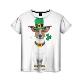 Женская футболка 3D с принтом Ирландия в Кировске, 100% полиэфир ( синтетическое хлопкоподобное полотно) | прямой крой, круглый вырез горловины, длина до линии бедер | animal | breed | clover | dog | folk | fun | funny | hat | hero | ireland | irish | saint patrick | герой | животное | ирландия | ирландский | клевер | народный | порода | прикол | святой патрик | собака | шляпа | шутка
