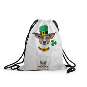 Рюкзак-мешок 3D с принтом Ирландия в Кировске, 100% полиэстер | плотность ткани — 200 г/м2, размер — 35 х 45 см; лямки — толстые шнурки, застежка на шнуровке, без карманов и подкладки | animal | breed | clover | dog | folk | fun | funny | hat | hero | ireland | irish | saint patrick | герой | животное | ирландия | ирландский | клевер | народный | порода | прикол | святой патрик | собака | шляпа | шутка
