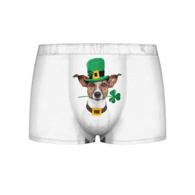 Мужские трусы 3D с принтом Ирландия в Кировске, 50% хлопок, 50% полиэстер | классическая посадка, на поясе мягкая тканевая резинка | animal | breed | clover | dog | folk | fun | funny | hat | hero | ireland | irish | saint patrick | герой | животное | ирландия | ирландский | клевер | народный | порода | прикол | святой патрик | собака | шляпа | шутка
