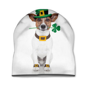 Шапка 3D с принтом Ирландия в Кировске, 100% полиэстер | универсальный размер, печать по всей поверхности изделия | animal | breed | clover | dog | folk | fun | funny | hat | hero | ireland | irish | saint patrick | герой | животное | ирландия | ирландский | клевер | народный | порода | прикол | святой патрик | собака | шляпа | шутка