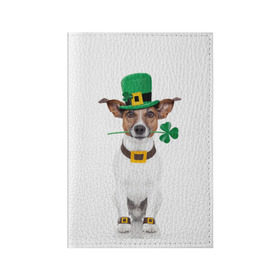 Обложка для паспорта матовая кожа с принтом Ирландия в Кировске, натуральная матовая кожа | размер 19,3 х 13,7 см; прозрачные пластиковые крепления | Тематика изображения на принте: animal | breed | clover | dog | folk | fun | funny | hat | hero | ireland | irish | saint patrick | герой | животное | ирландия | ирландский | клевер | народный | порода | прикол | святой патрик | собака | шляпа | шутка
