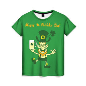Женская футболка 3D с принтом Ирландия в Кировске, 100% полиэфир ( синтетическое хлопкоподобное полотно) | прямой крой, круглый вырез горловины, длина до линии бедер | irish | st. patricks day | зеленый | ирландец | лепрекон